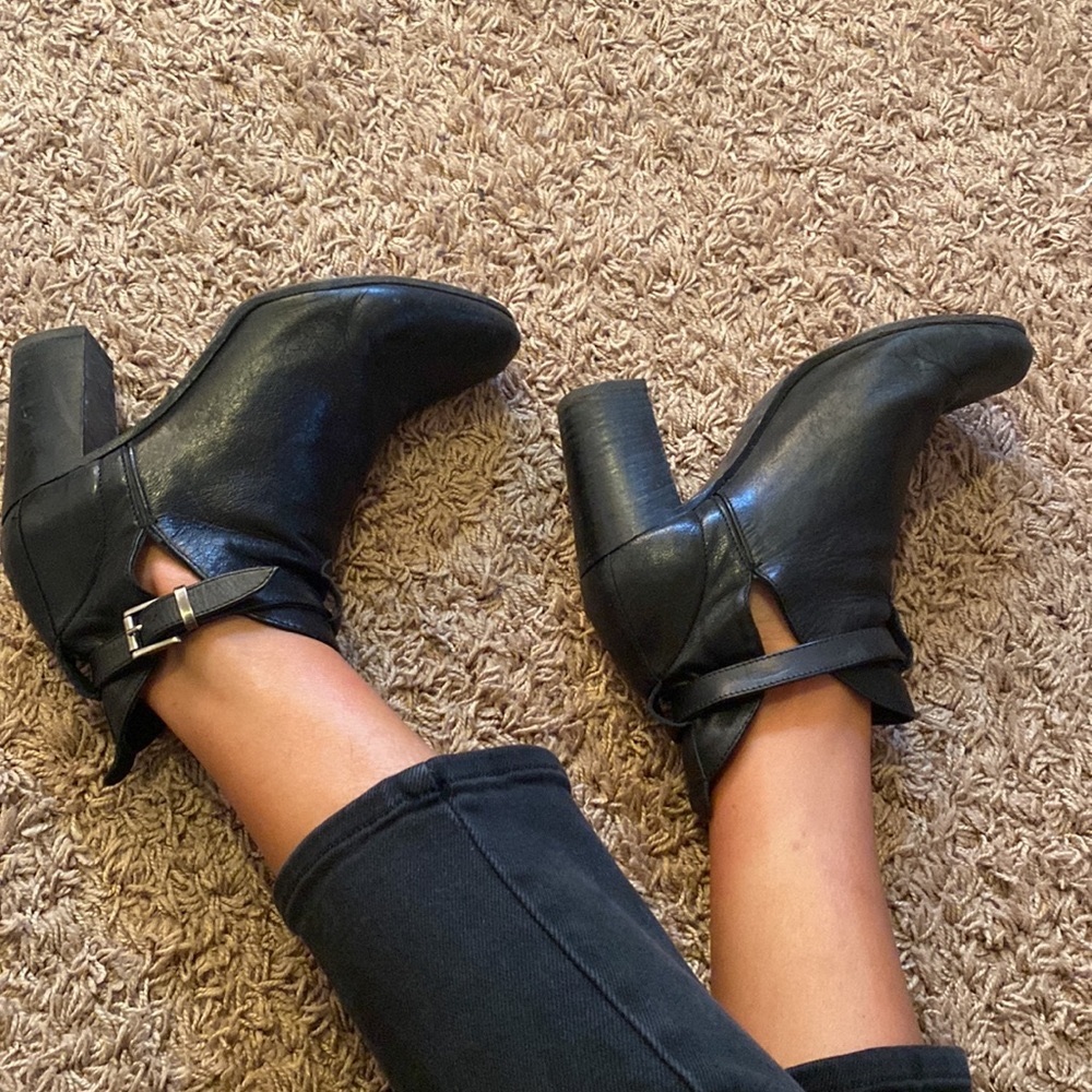 Italian Leather Black Booties